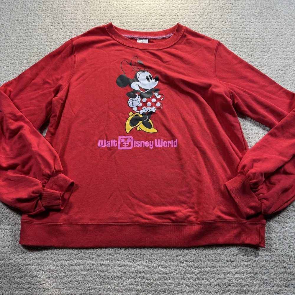 Walt Disney World Minnie Lightweight Red Crewneck‎ with Puff Sleeve Plus Size L